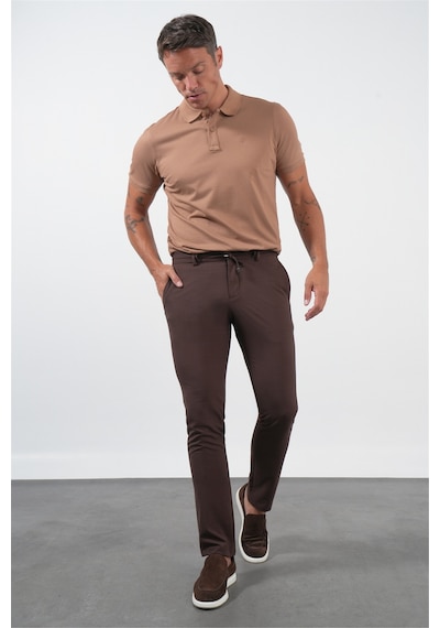 İmza Kahverengi Yan Cep Slim Fit Esnek Jogger Pantolon 1003260179 Koyu Kahverengi