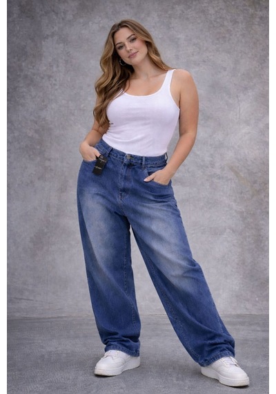 St.poll Eskitme Yıkamalı Unisex Büyük Beden Baggy Jean Pantolon Mavi
