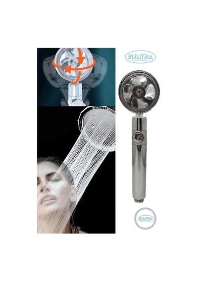 Duş Başlığı Turbo Pervaneli Serinletici Tasarım Start Stop Tuş Duş Başlığı 360derece Döner Gri Plas Diğer