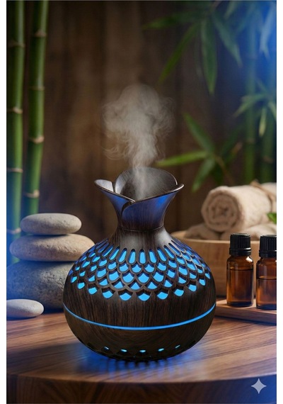 Premium Ahşap Desenli Ultrasonik Aromaterapi Difüzör & Hava Nemlendirici