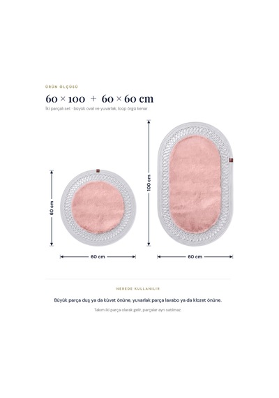 Banyo Paspası Takımı 60x100+60x60 Cm İç Trikot Pembe & Gümüş
