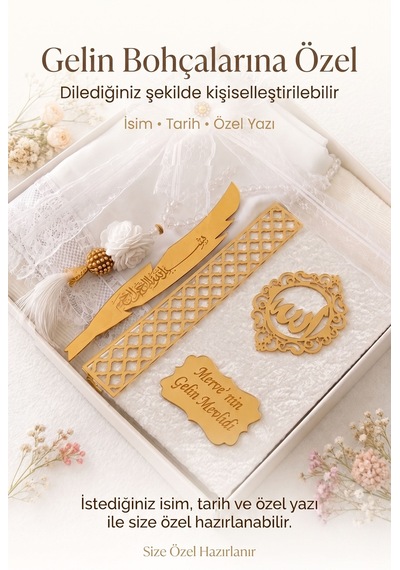 Çeyizlik Kişiye Özel 5 Parça Gelin Bohçası Seti İğne Oyalı Örtü Seccade Hediyelik Set Beyaz