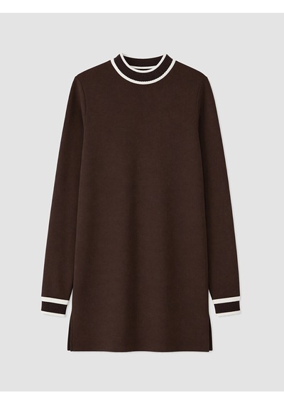 Lcw Everyday Kahverengi Şerit Detaylı Soft Touch Kadın Sweatshirt Tunik