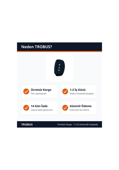 Trobus Hyundai Tucson Uyumlu 3 Butonlu Katlanır Oto Anahtar Kılıfı Silikon Siyah
