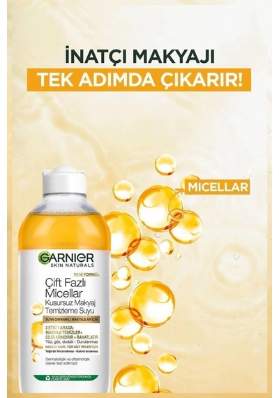 Garnier Çift Fazlı Micellar Makyaj Temizleme Suyu 2 x 400 ML
