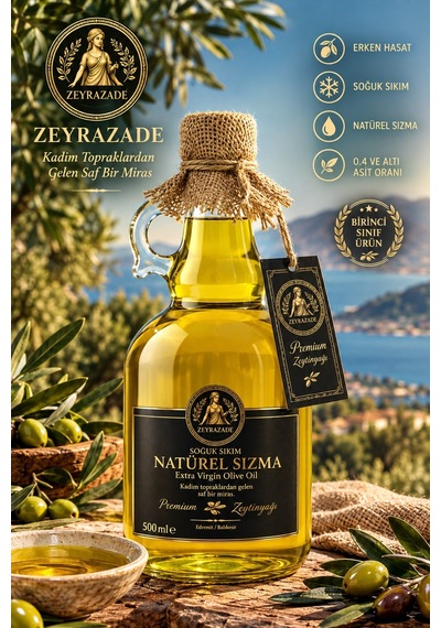 Zeyrazade Erken Hasat Soğuk Sıkım Natürel Sızma Zeytinyağı 500 ML