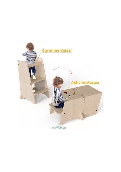 Kule Bend Öğrenme Kulesi Natural Color Menteşeli Model Natural