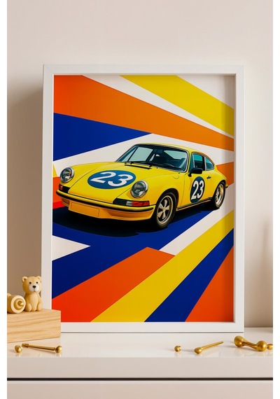 Saturn Porsche 911 Klasik Yarış Arabası Çerçeveli Tablo Ofis Ve Garaj İçin Modern Tablo Car Poster