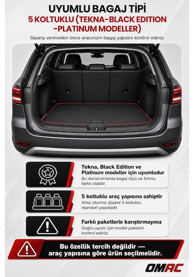 Nissan Qashqai 5 Koltuklu 2014-2016 Uyumlu Araca Özel Bagaj Havuzu Tekna-black Edition-platinum İçin
