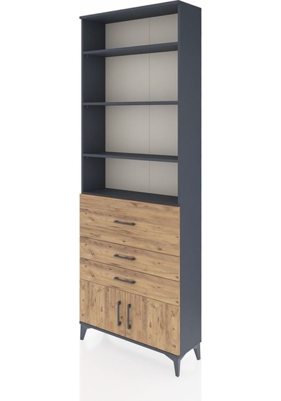 Arges Dolap 3 Raflı 2 Kapaklı Tek Askılı 88x30x243 Antrasit-çam Antrasit