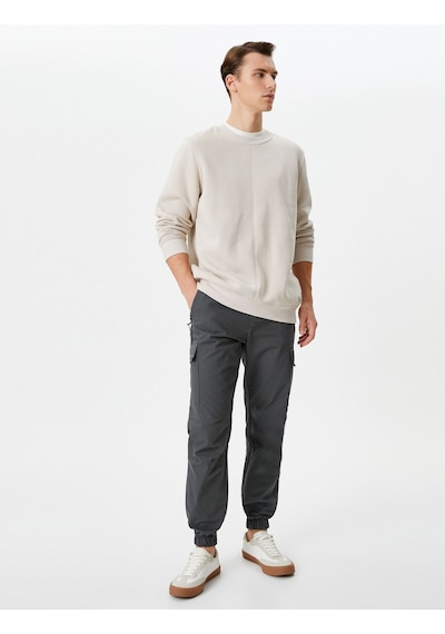 Koton Kargo Jogger Pantolon Beli Bağcıklı Cep Detaylı Gri 4wam40124hw 4WAM40124HW043 Gri