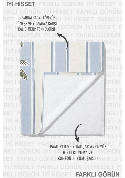 Palmiye Çizgili Tropikal Plaj Havlusu - Mavi Beyaz Akdeniz Stil Hızlı Kuruyan Mikrofiber Havlu Çok Renkli