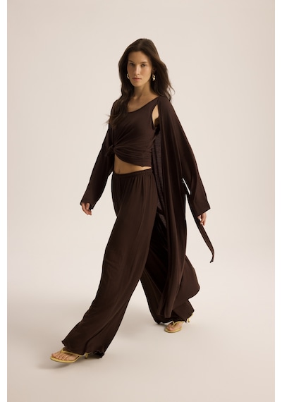 Mai Studios Co. Raina Kahve Kimono Basic Üçlü Takım Kahve Mai Studios Co. Raina Kahve Kimono Basic Üçlü Takım Kahve