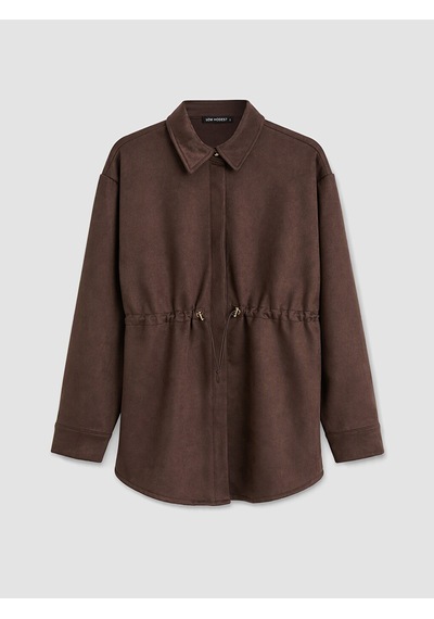 Lcw Modest Kahverengi Süet Görünümlü Oversize Kadın Sweatshirt Tunik