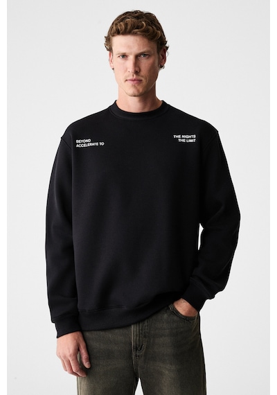 Grımelange Alarıc Erkek Yuvarlak Yaka Önü Baskılı Regular Fit Antrasit Sweatshirt Anrasit