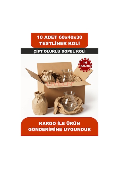 10 Adet 60x40x30 Ev Taşıma Kolisi, Çeyiz Kolisi, Boş Koli, Çift Oluklu Tssst Dopel