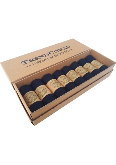 Trendcorap Premium 8'li Dikişsiz Bambu Erkek Spor Bilek Patik Çorap Lacivert