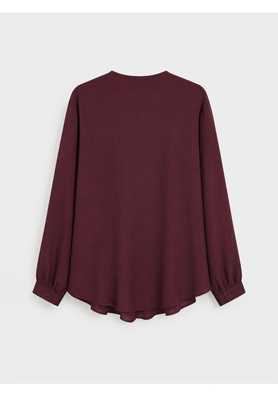Lcw Modest Bordo Bağlamalı Yaka Fırfırlı Bluz