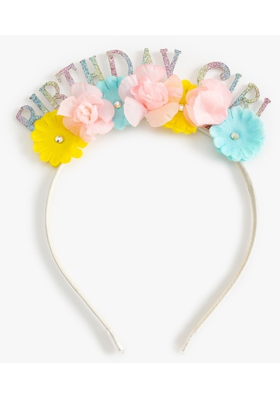 Koton Birthday Girl Taç Çiçek Aplikeli Multıcolor 4skg70025aa Mavi