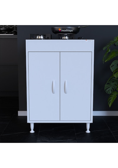 Ege 59,6 X 85 X 56 Cm Gömme Ankastre Ocak Ve Çift Raflı Mutfak Dolabı Beyaz