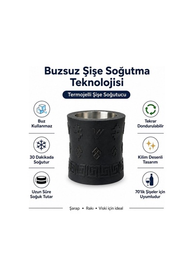 Ehlikeyf Şişe Ve 2 Adet Çift Kadeh Bardak Soğutucu