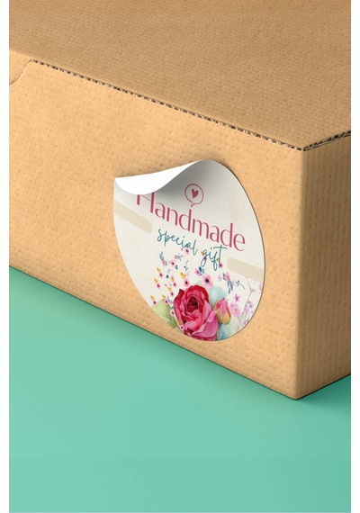 Handmade Special Gift Sticker 3x3cm St2322 Çok Renkli