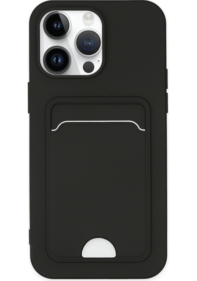 Apple iPhone Uyumlu-  14 Pro Kılıf Kelvin Kartvizitli Silikon - Siyah