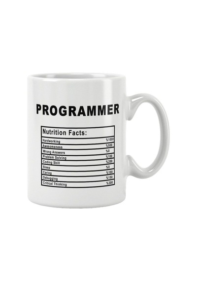 Programmer Nutrition Facts Bilgisayar Programcısı Yazılımcı Baskılı Kupa Bardak Beyaz