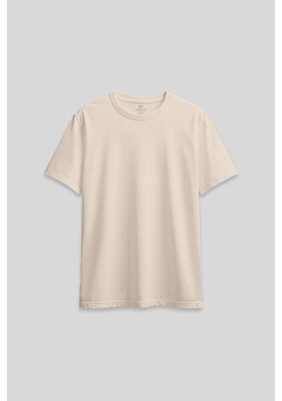 Bej O Yaka Standart Fit Basic Kadın T-shirt - 97311 Bej