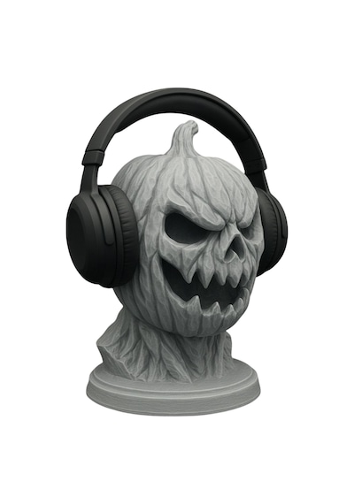 Happy3dworld Kabak Kafatası Kulaklık Standı, 3d Baskı Halloween Gotik Dekor