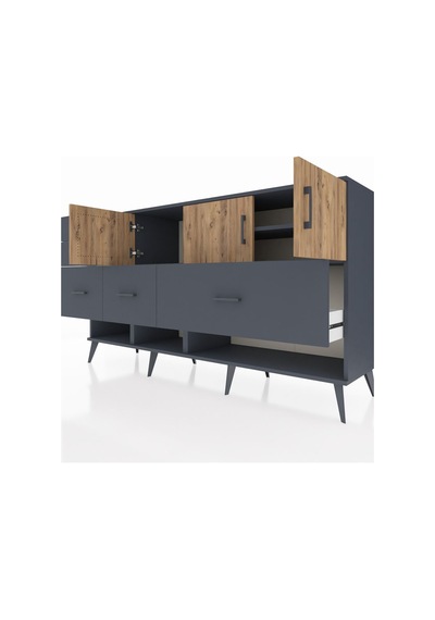 Hyperion Konsol 3 Raflı 5 Çekmeceli 3 Kapaklı 176x44x99 Antrasit- Antrasit-çam/antrasit Hyperion Konsol 3 Raflı 5 Çekmeceli 3 Kapaklı 176x44x99 Antrasit- Antrasit-çam/antrasit