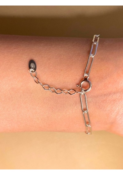 925 Ayar Gümüş Unisex Ataç Zincir Erkek Bileklik Gümüş