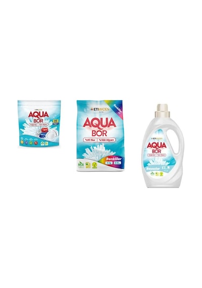 Aquabor Doğal Mineralli Tablet + 4 Kg Renkliler + Sıvı Beyaz 3 Lü Set