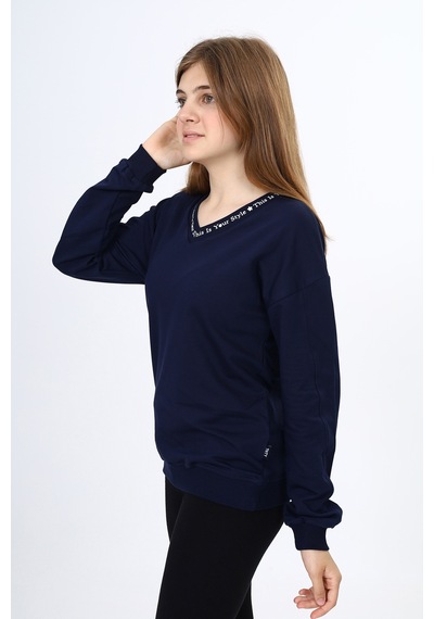 Toontoy Kız Çocuk Okul Baskılı Sweatshirt Lacivert Toontoy Kız Çocuk Okul Baskılı Sweatshirt Lacivert