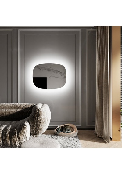 30x40 Cm Touch Sensörlü Led Aydınlatmalı Asimetrik Ayna Dimmer Özellikli Günışığı 6500k 6 Boyut Modern Duvar Dekoru Sarı