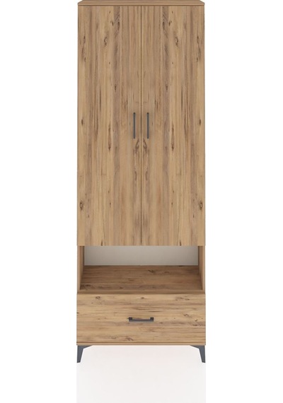 Arges Dolap 2 Raflı Tek Çekmeceli Tek Askılı 88x30x243 Çam-çam Atlas Çam