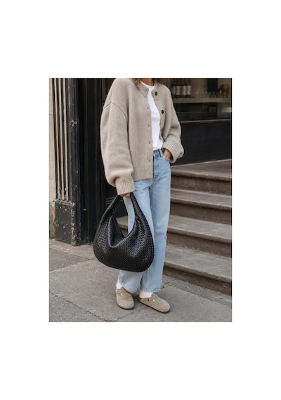 Nura Collection Kadın Yumuşak Form Örgü Hobo Çanta - Siyah - 910227189 Siyah