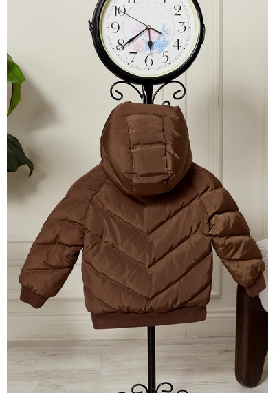 Benitto Kids Erkek Bebek Kapüşonlu Kışlık Mont 51332 Kahve