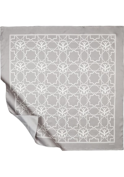 İpekevi Twill İpek Eşarp - Seljuk Monogram - Gri - Gri
