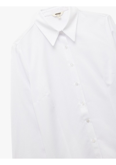 Koton Regular Fit Klasik Yaka Uzun Kollu Poplin Gömlek Beyaz 6wak60035uw Beyaz