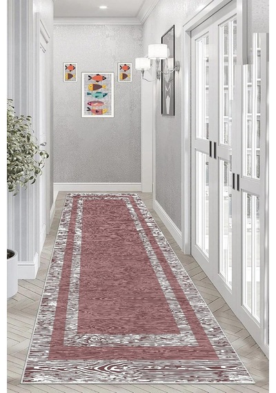 Pelangi Geometrik Çerçeve Desenli Dijital Baskı Yıkanabilir Kaymaz Taban Modern Salon Halısı Ve Yolluk, Gül Kurus Çok Renkli