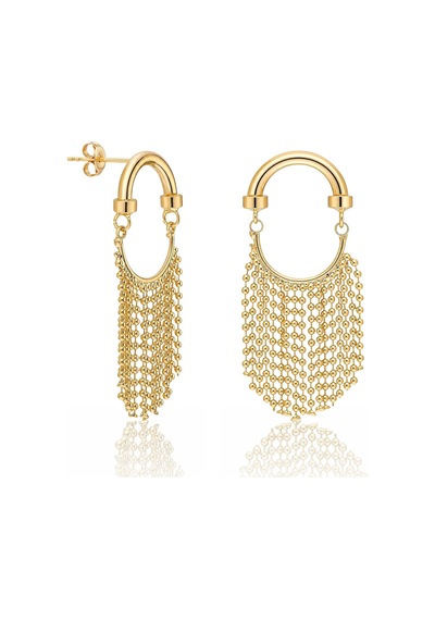 Biju By Servi Boncuk Zincir Sallantılı Altın Renk Küpe-283 Gold