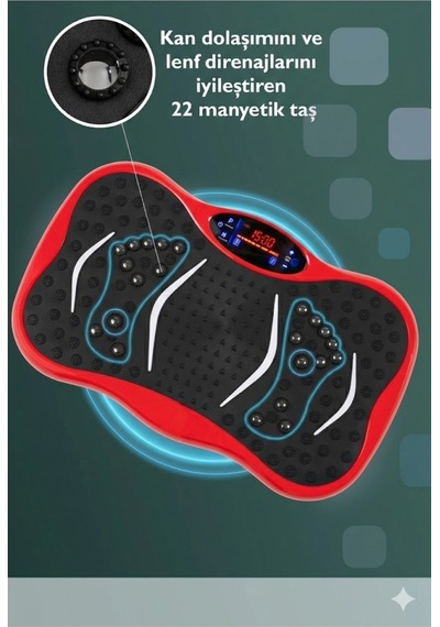 3d 5 Programlı Titreşimli Spor Kondisyon Fitness Egzersiz Aleti Vipration Plate - Kırmızı