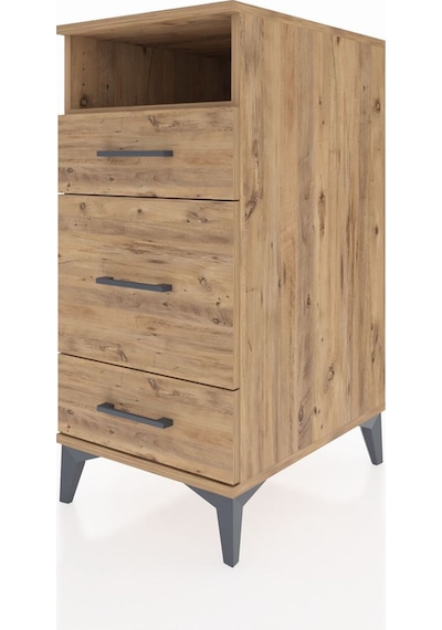 Kronos Komodin Tek Raflı 3 Çekmeceli 44x59x96 Çam-çam Çam