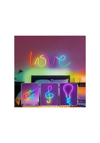 5mt Şerit Neon Led Animasyonlu Kumandalı Ve Telefon Kontrollü Sese Ve Müziğe Duyarlı Magic Led Argb Çok Renkli
