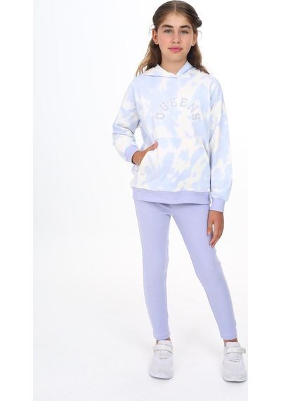Toontoy Kids Toontoy Kız Çocuk 2'li Takım Baskılı Kapüşonlu Düşük Omuz Cepli Sweatshirt & Basic Düz Tayt Lila Toontoy Kids Toontoy Kız Çocuk 2'li Takım Baskılı Kapüşonlu Düşük Omuz Cepli Sweatshirt & Basic Düz Tayt Lila