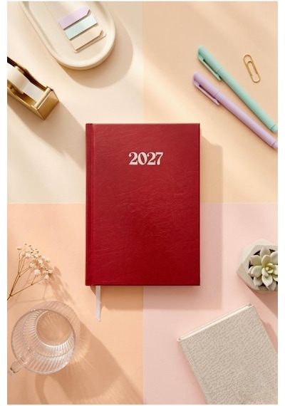 Lizy 2027 Günlük Planlayıcı Ajanda 17x24 Cm Ciltbezi Sert Kapak Bordo