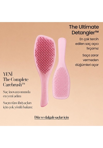 Complete Carebrush Fine Saç Bakım Fırçası Düz Ve Dalgalı Saçlar İçin Düğümleri Nazikçe Açar, Saç Derisine Masaj Yapar Pembe