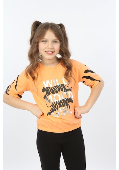 Toontoy Kids Toontoy Kız Çocuk Wild Wood Girl Baskılı Tişört Oranj