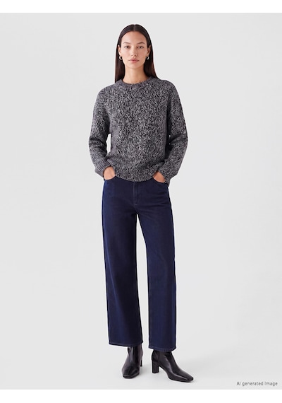 LC Waikiki Lc Waıkıkı Siyah Desenli Oversize Kadın Triko Kazak